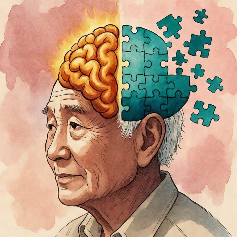 치매와 건망증의 뇌과학적 차이를 보여주는 일러스트