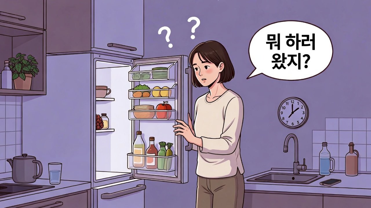 기억력이 자꾸 흐려질 때 냉장고 문을 열고 무엇을 하려 했는지 떠올리지 못해 멈칫한 사람